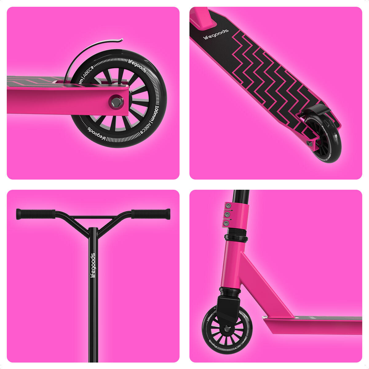 Stuntstep Fly X - 100mm - 100kg - zwart/roze 2/3