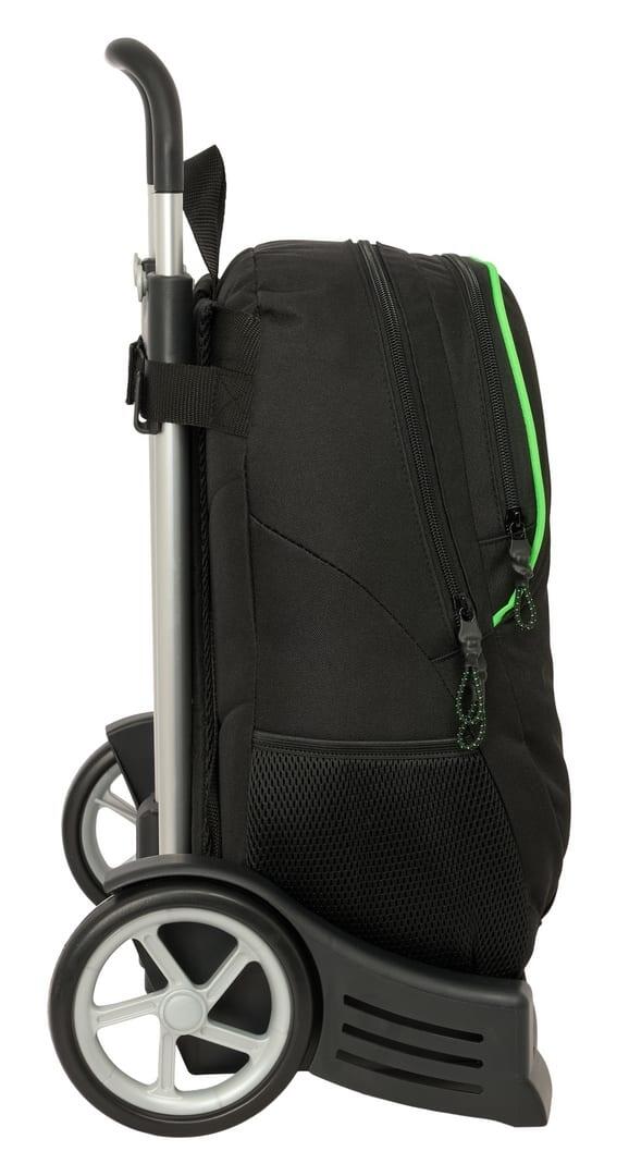 Mochila infantil Real Betis com rodas e porta-garrafas, preta e verde. 3/3