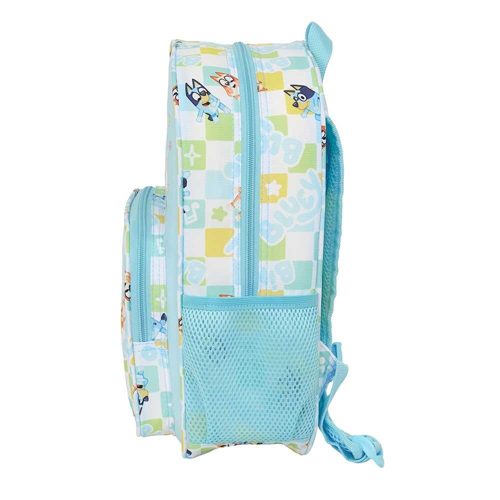 Mochila infantil Bluey adaptável a carrinhos com bolso frontal azul 3/3