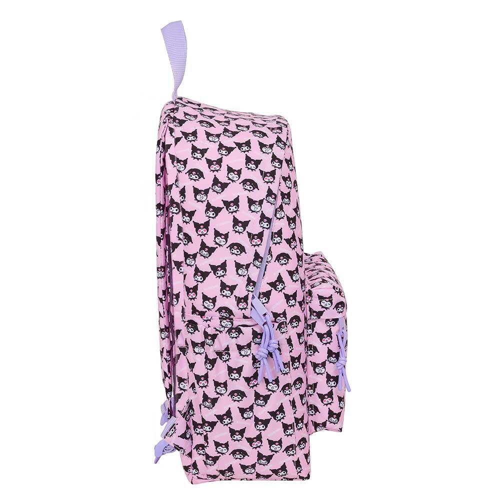 Mochila infantil Kuromi para laptop de 14,1" com bolso frontal, rosa. 3/4