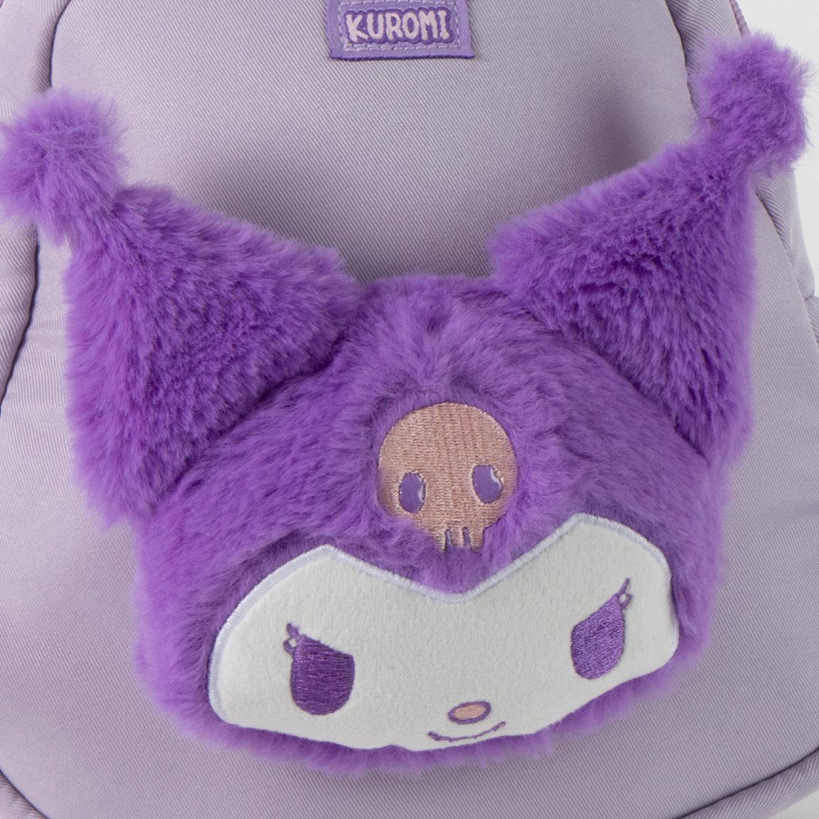 Zaino per bambini Kuromi in poliestere con dettagli in peluche viola 3/5