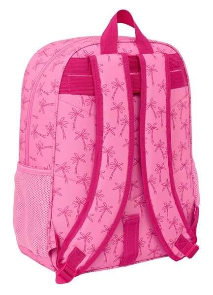 Mochila escolar infantil Stitch com bolso frontal e porta-garrafa, rosa. 2/3