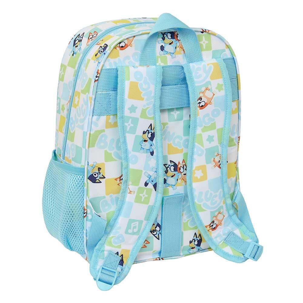 Mochila infantil Bluey adaptável a carrinhos com bolso frontal azul 2/3