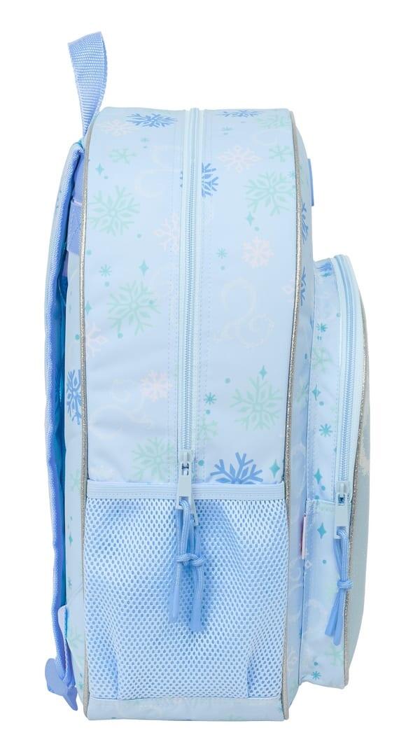 Mochila escolar infantil Frozen, adaptável a carrinhos, com bolso frontal, azul. 3/3