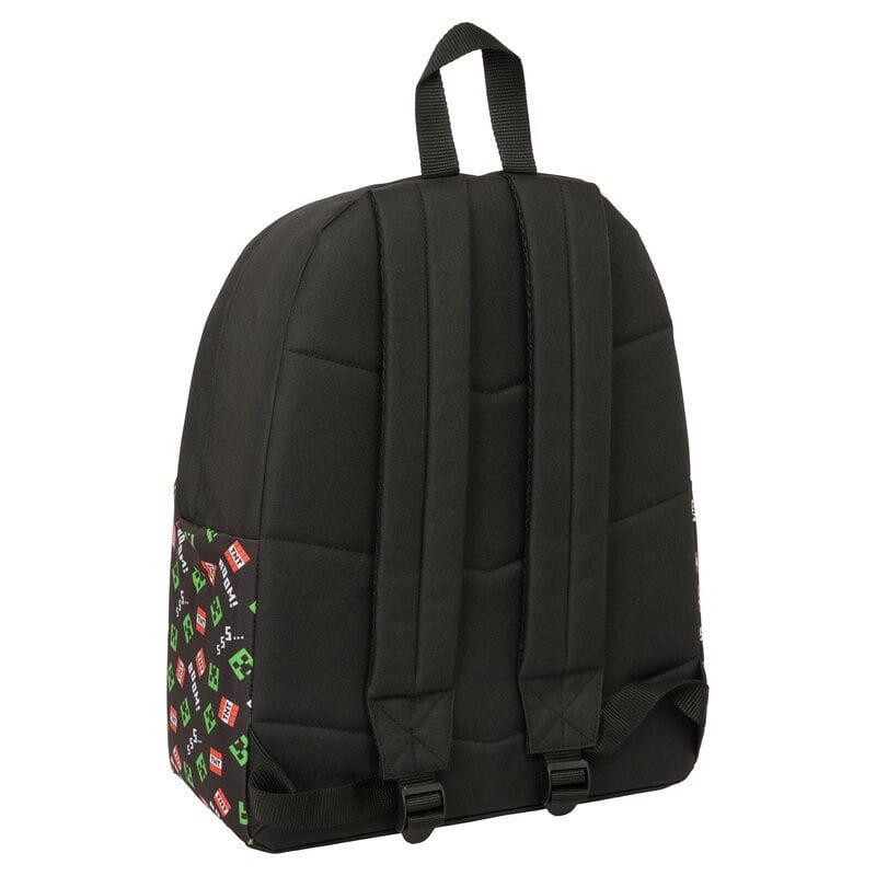 Mochila infantil Minecraft com bolso frontal e costas acolchoadas - Preta 2/3