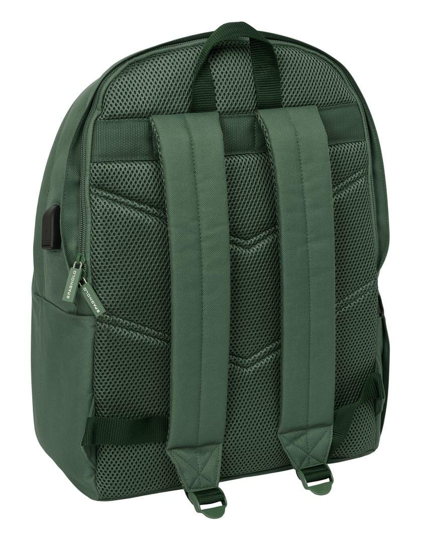 Mochila para laptop Spagnolo para adultos com USB e bolso frontal, verde. 2/6