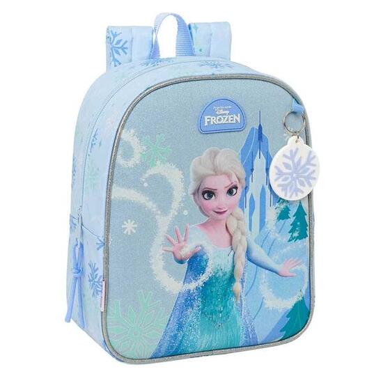 Mochila Guardería Infantil Frozen Adaptable a Carro con Cremallera Azul Claro