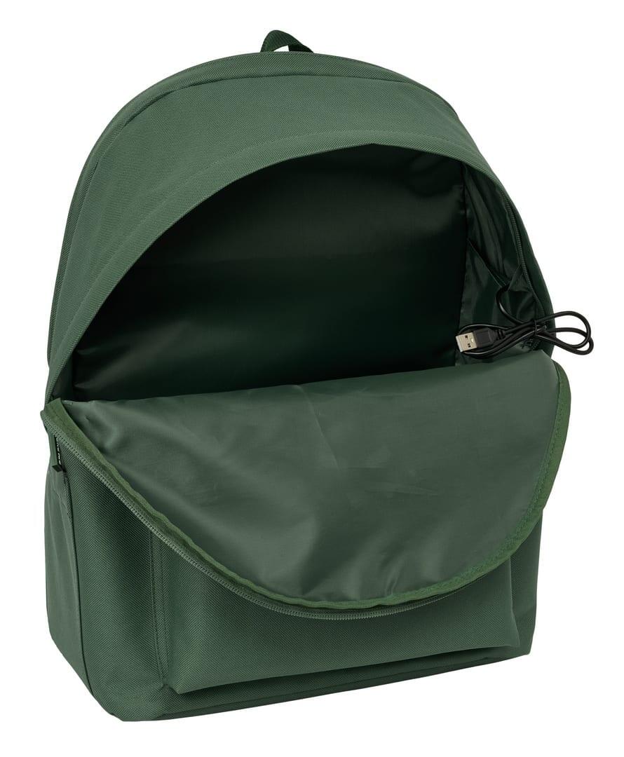 Mochila para laptop Spagnolo para adultos com USB e bolso frontal, verde. 5/6