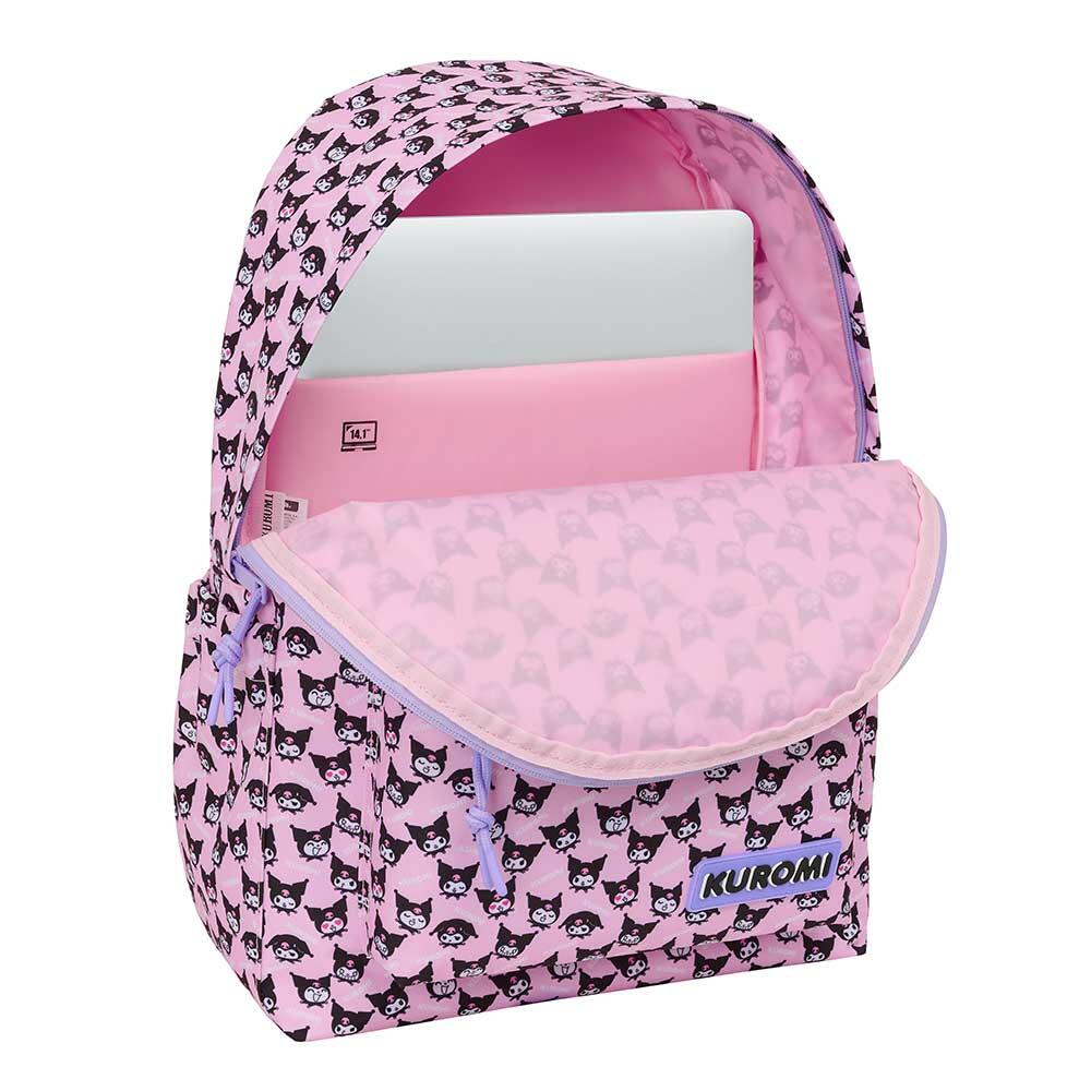 Mochila infantil Kuromi para laptop de 14,1" com bolso frontal, rosa. 4/4