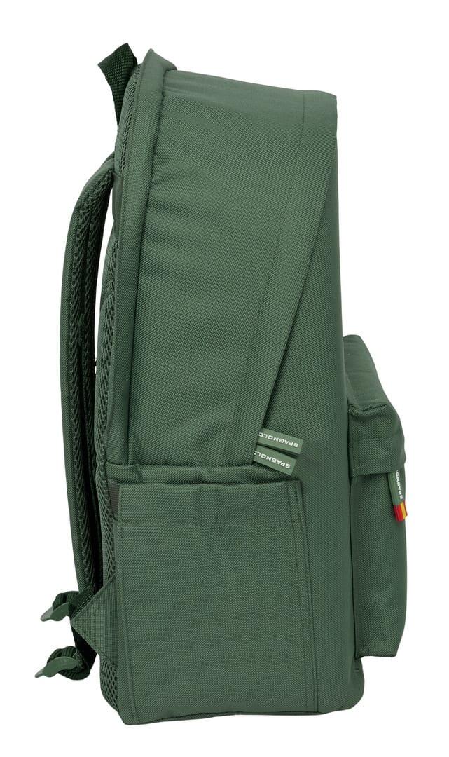 Mochila para laptop Spagnolo para adultos com USB e bolso frontal, verde. 4/6