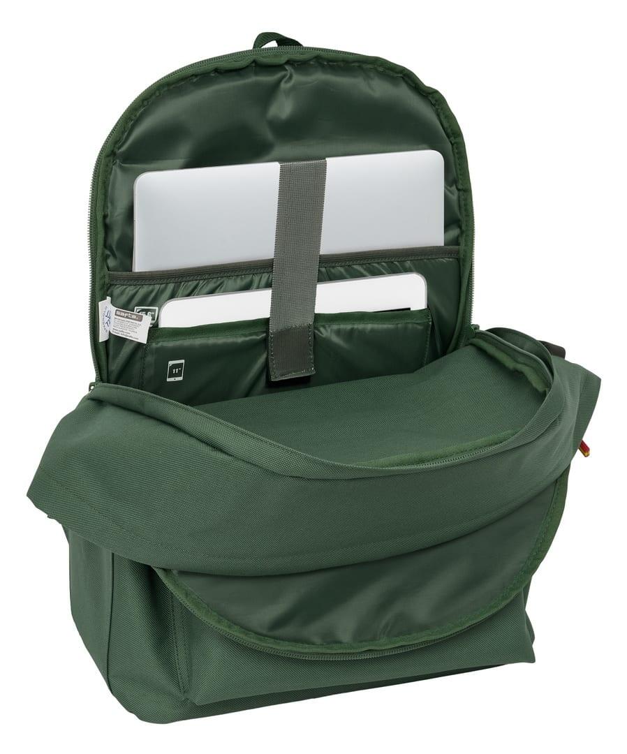 Mochila para laptop Spagnolo para adultos com USB e bolso frontal, verde. 6/6