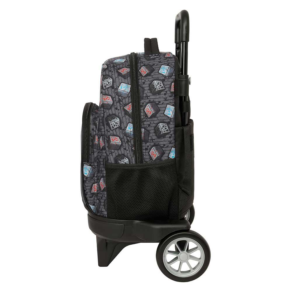 Sac à dos scolaire Minecraft pour enfants, avec roulettes et poche avant, gris 3/3
