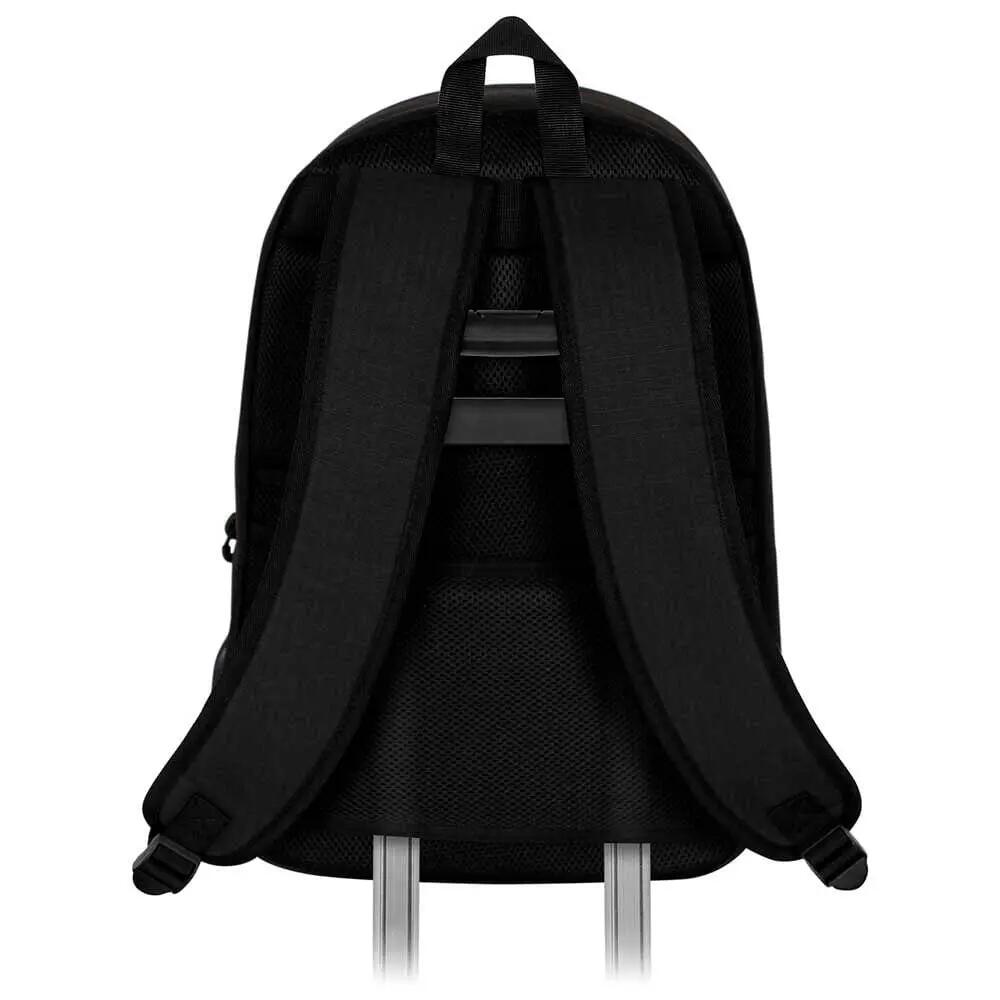 Mochila escolar infantil da Minnie Mouse com bolso frontal preto brilhante e 3/4
