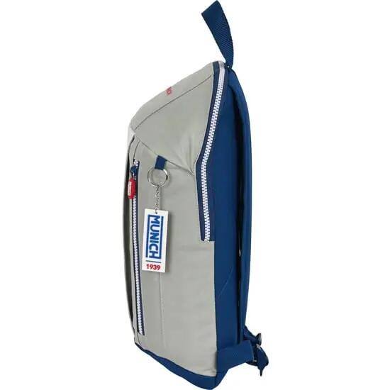 Mochila Mini Munich College para Adultos com Bolso Frontal, Cinza e Azul 3/3