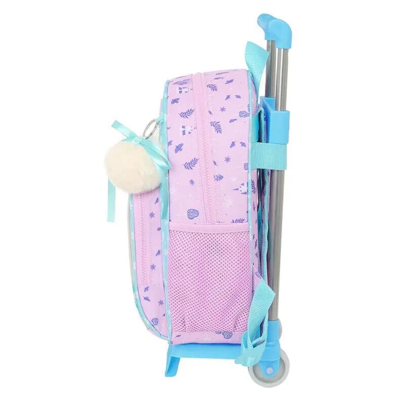 Mochila Escolar Infantil Frozen con Carro y Bolsillo Frontal Lila 3/3