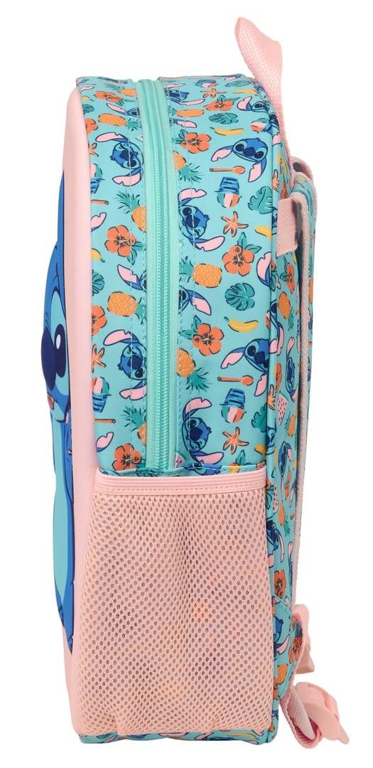 Mochila infantil Stitch 3D com porta-garrafa e alças acolchoadas, rosa. 3/3