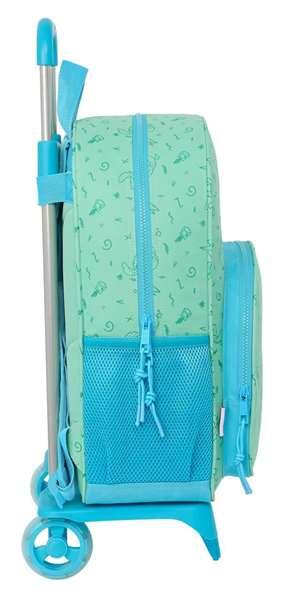 Mochila Escolar con Carro Infantil Stitch con Ruedas y Portabotellas Verde 3/5