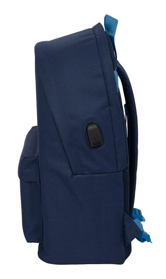 Mochila para laptop Spagnolo para adultos com USB e bolso frontal, azul marinho 3/6