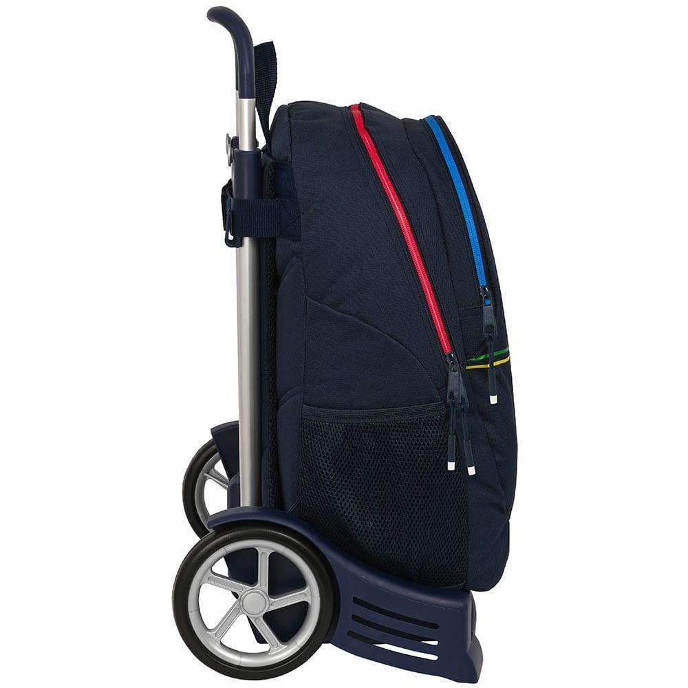 Sac à dos scolaire Benetton pour enfant avec trolley et porte-bouteille, bleu 3/3