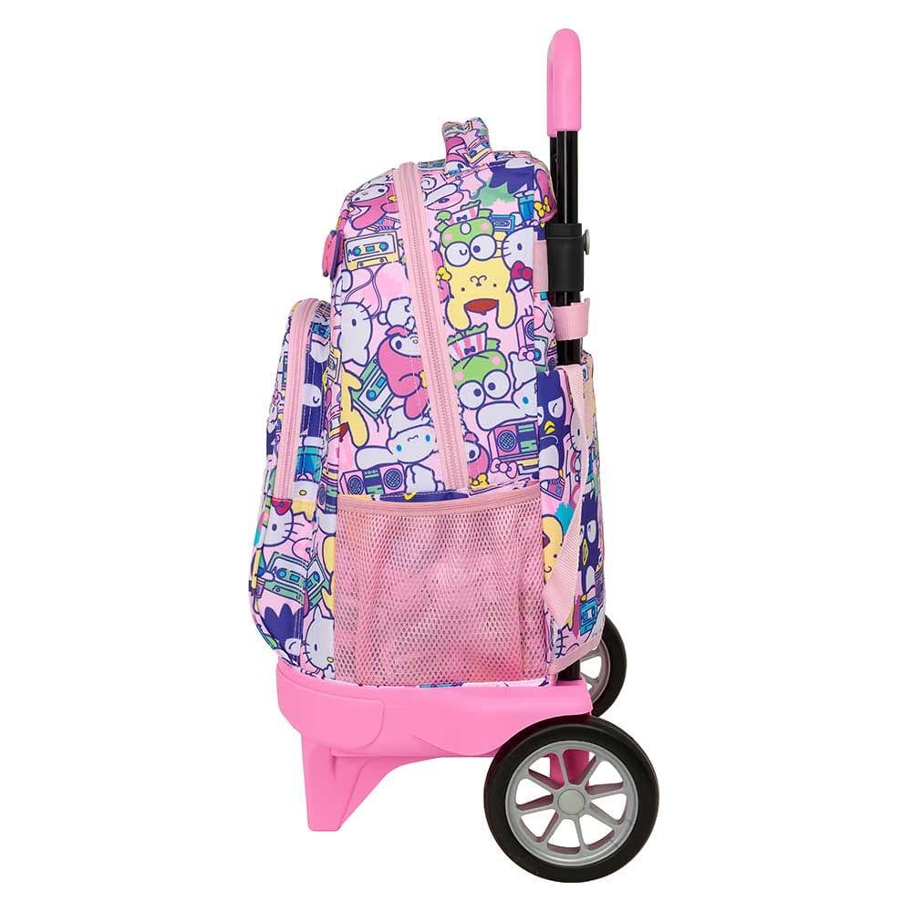 Mochila escolar infantil Hello Kitty com rodinhas e bolso frontal, rosa. 3/3