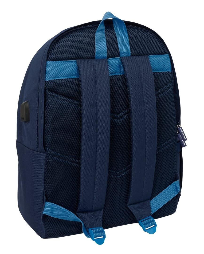 Mochila para laptop Spagnolo para adultos com USB e bolso frontal, azul marinho 2/6