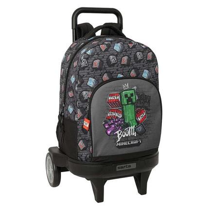 Sac à dos scolaire Minecraft pour enfants avec roulettes et porte-bouteille