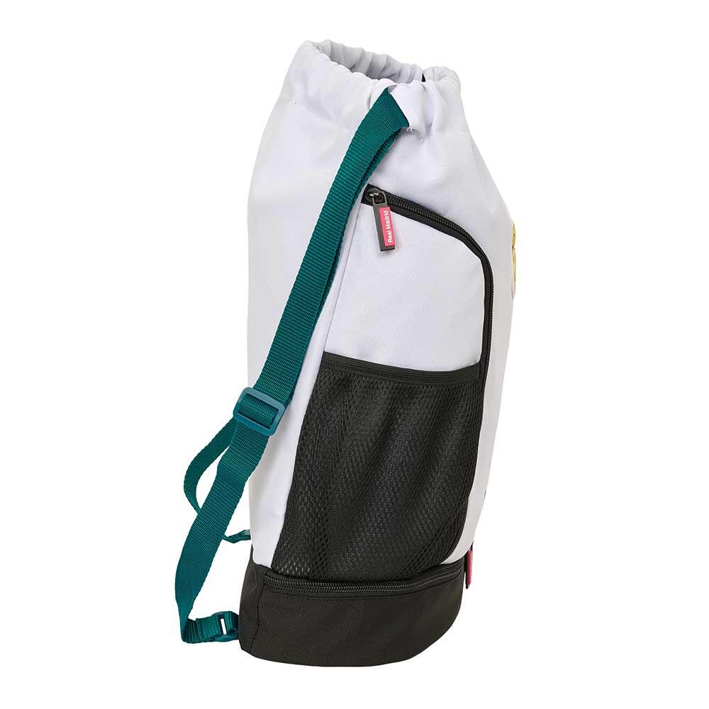 Mochila infantil do Real Madrid com porta-garrafa e zíper (branca) 3/4