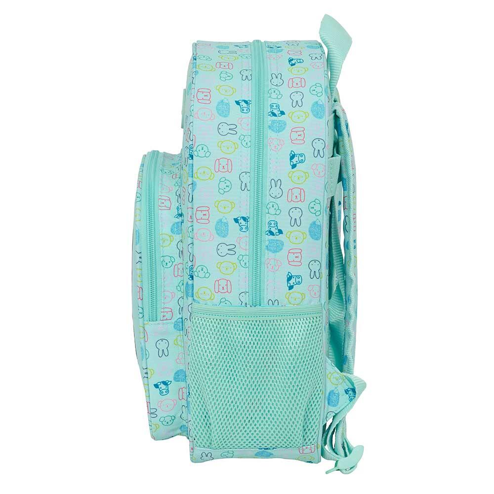 Mochila escolar infantil Miffy Friends, adaptável a carrinhos, com bolso, azul. 3/3