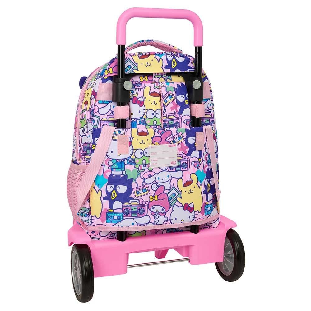 Mochila escolar infantil Hello Kitty com rodinhas e bolso frontal, rosa. 2/3