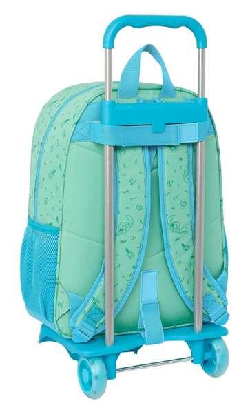 Mochila Escolar con Carro Infantil Stitch con Ruedas y Portabotellas Verde 5/5