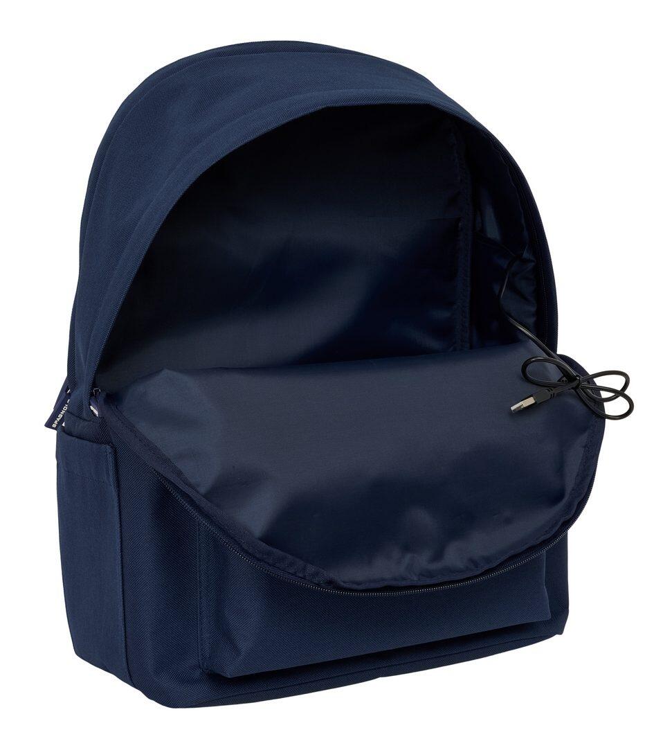 Mochila para laptop Spagnolo para adultos com USB e bolso frontal, azul marinho 5/6