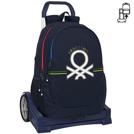Sac à dos Benetton adulte avec porte-bouteille, bleu marine, compatible avec un