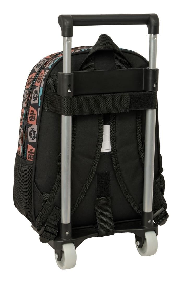 Mochila escolar infantil Mandalorian e Grogu com carrinho e rodas, preta. 2/3