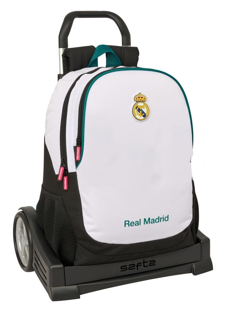 Sac à Dos Scolaire à Roulettes Real Madrid – Collection Officielle – Polyester – 31x42x18 Cm