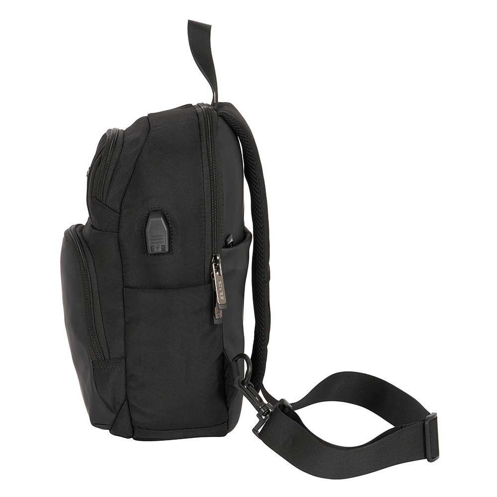 Mini mochila para adultos, estilo executivo, com porta USB e compartimento para 4/4