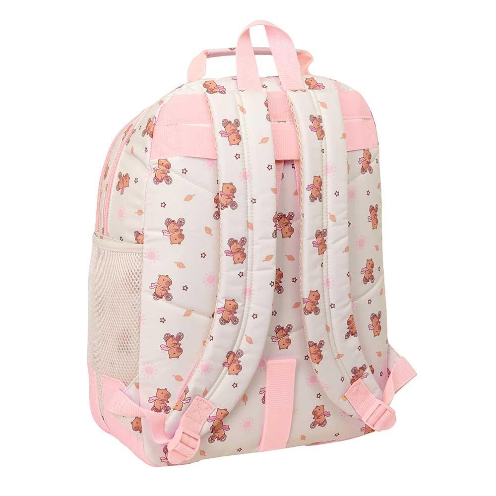 Mochila escolar infantil Capybara, adaptável para carro, com bolso frontal 2/3