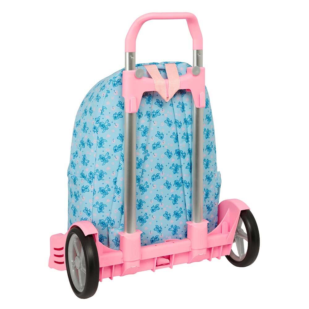 Mochila escolar infantil Stitch com rodinhas e bolso frontal - Azul 2/3