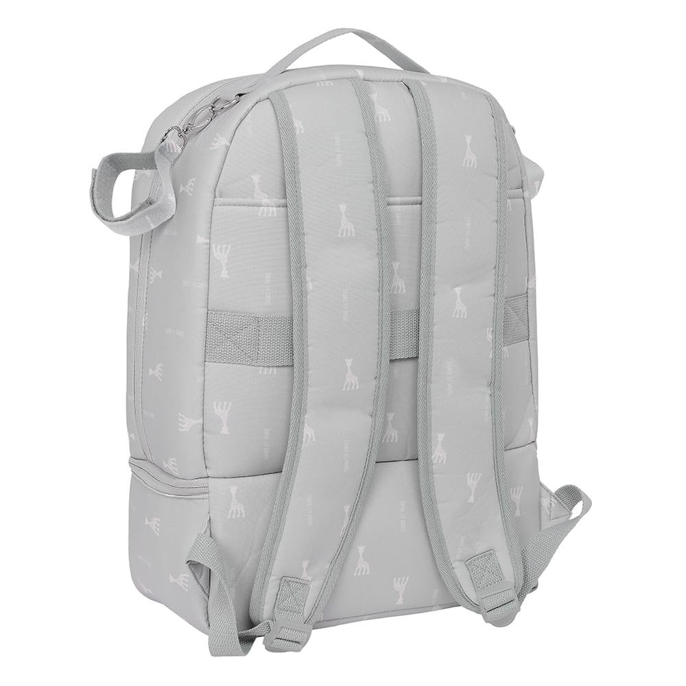 Mochila infantil Sophie the Giraffe com bolso frontal e garrafa térmica, cinza. 2/5