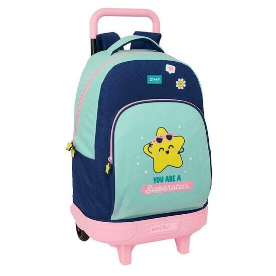 Sac à dos scolaire pour enfants Mr. Wonderful avec roulettes et porte-bouteille