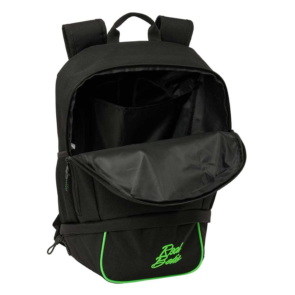 Mochila Real Betis para adultos com porta-garrafa, preta e verde. 5/5