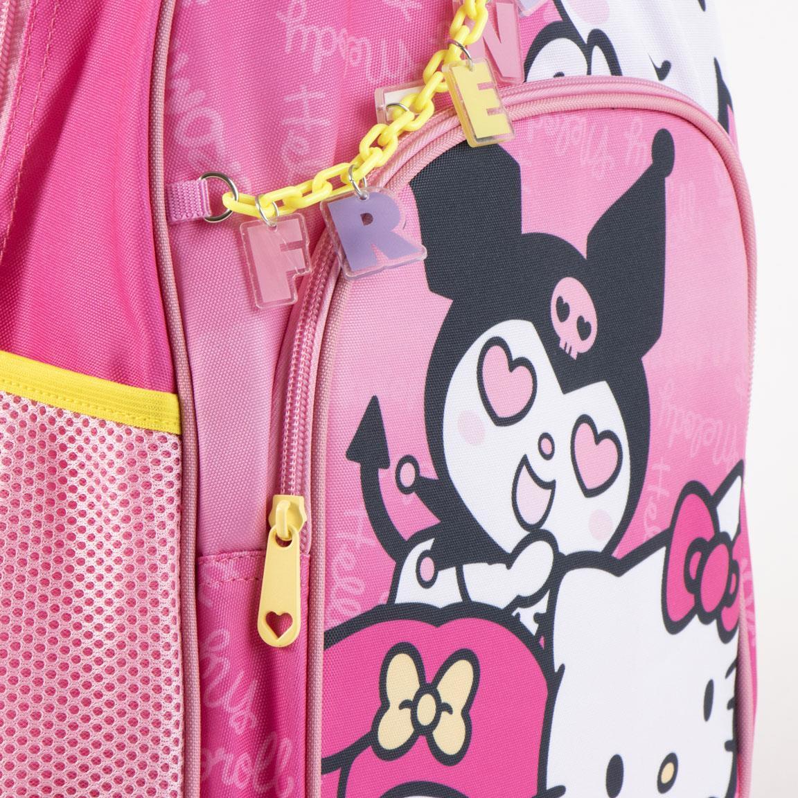 Zaino scolastico per bambini Hello Kitty in poliestere con tasca frontale, rosa 5/7