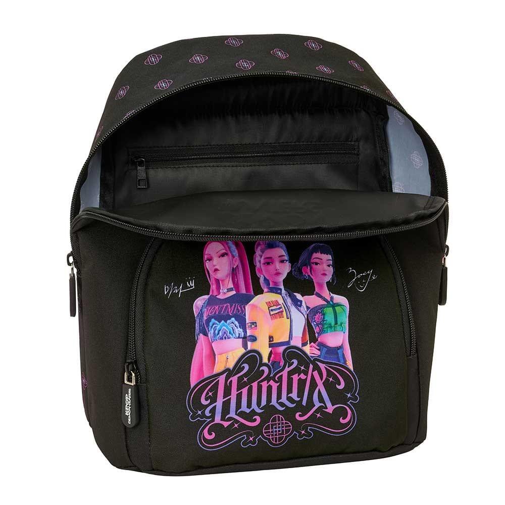 Mochila infantil mini K-Pop Demon Hunters com bolso frontal - Preta 4/4