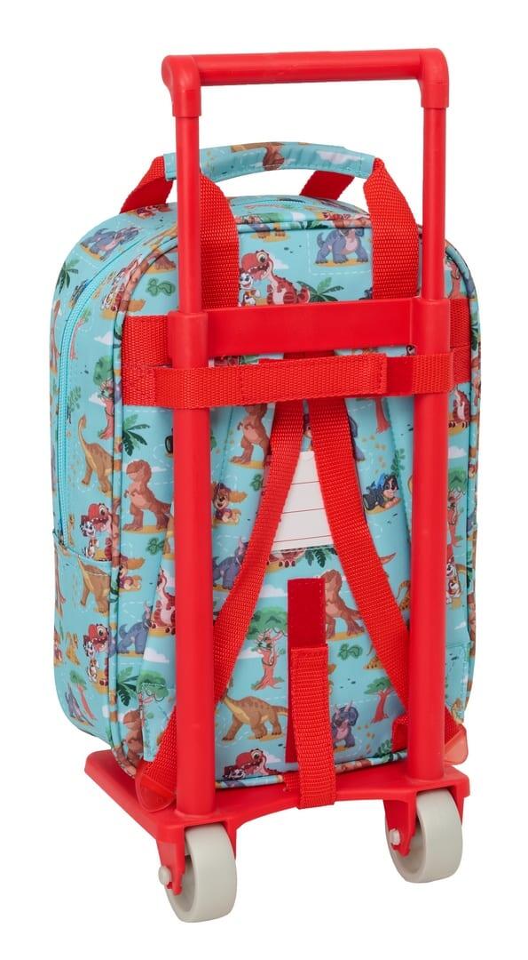 Mochila escolar azul e vermelha com rodinhas da Patrulha Canina Resgate de 2/3