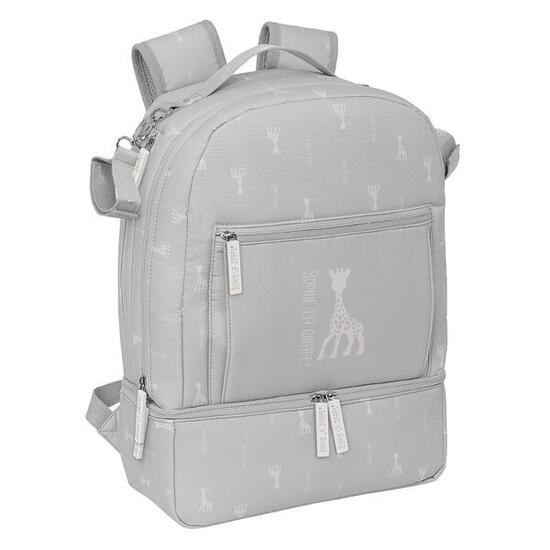 Sac à dos enfant Sophie la Girafe avec poche avant et thermos, gris