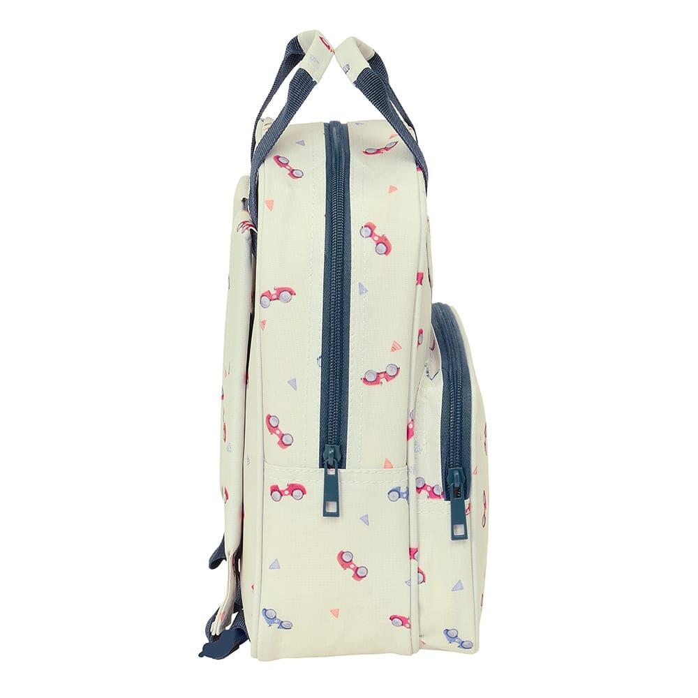 Mochila infantil Nait Nait com estampa de carros, bolso frontal e alças 3/3