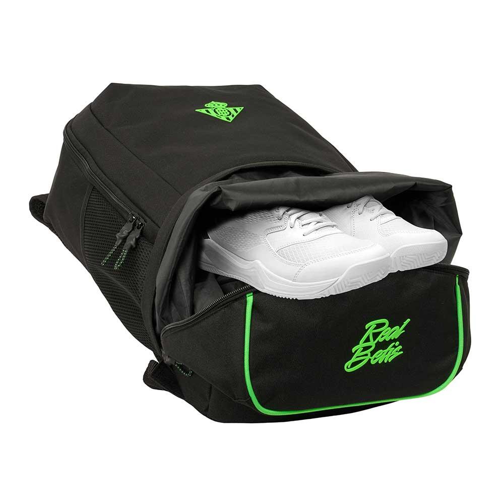 Mochila Real Betis para adultos com porta-garrafa, preta e verde. 4/5