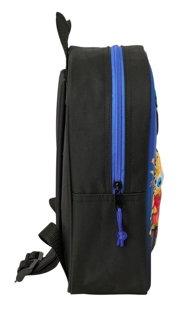 Mochila infantil Brainrot 3D com zíper azul e preto 3/3