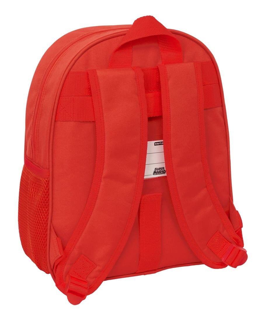 Mochila infantil Super Mario adaptável a carrinhos com bolso frontal - Vermelha 2/3