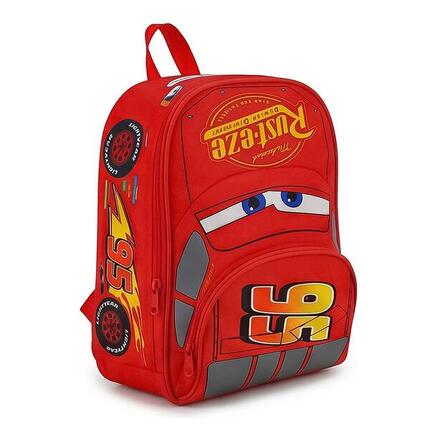 Mochila Infantil 3D Cars de Poliéster y EVA con Cremallera Roja y Negra