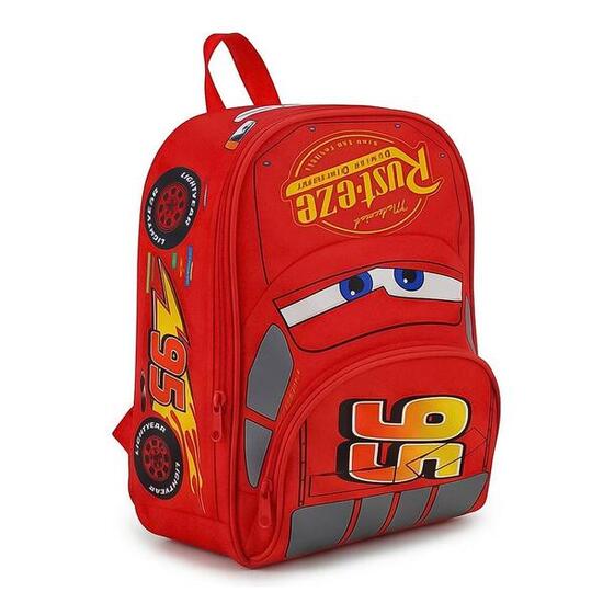 Mochila Infantil 3D Cars de Poliéster y EVA con Cremallera Roja y Negra